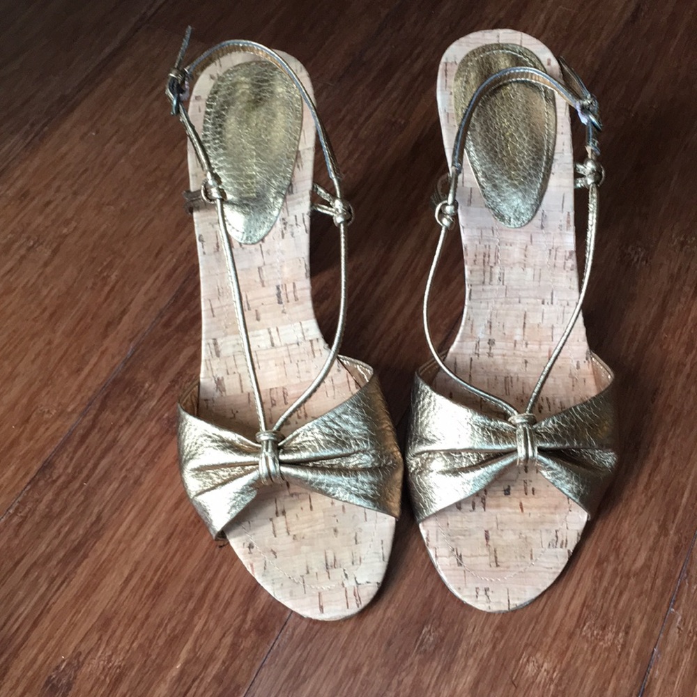 Bronze high heel Wedges sandals - Picture 2 of 8